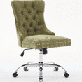 thumbnail image 1 of PAPROOS Vanity Chair, Swivel Home Office Chair, Ergonomic Home Desk Chair with Silver Metal Base, Adjustable Height, Chenille Upholstered Tufted Button Task Chair, Gray, 1 of 10