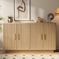 thumbnail image 1 of Paproos Fluted Buffet Cabinet, Wood 55"W Large Sideboard Buffet Cabinet with Storage, Adjustable Shelves, Modern Credenza Cabinet with Doors, Kitchen Sideboard for Dining Room, Living Room, Natural, 1 of 10