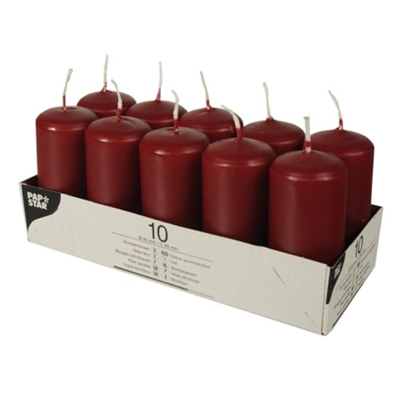 PAPSTAR 17914 Pillar Candles, 40 mm, Burgundy, Paraffin Wax, Bordeaux