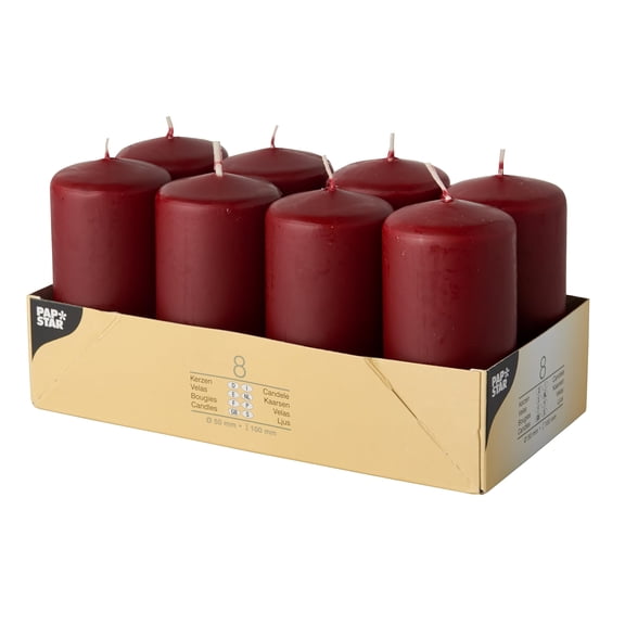 PAPSTAR 17983 Papstar Candles Bordeaux, Pack of 8