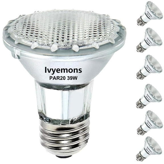 Ivyemons PAR20 Halogen Dimmable 39W (Equiv 50W) 2800K Warm White E26 Recessed Lights 6 Count