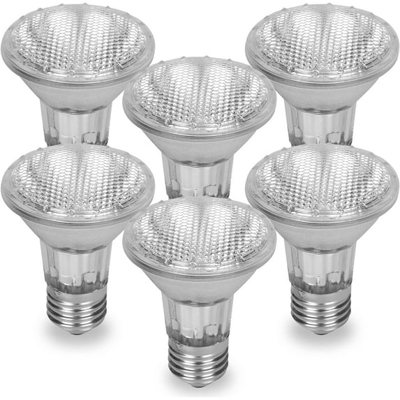 PAR20 Halogen Light Bulbs 6 Pack 120V 50w Dimmable, E26 Medium Base Flood Light Bulbs with 3000k Warm White,High Output Reflector for Kitchen Oven Light Bulb and Range Hood Light Bulb.