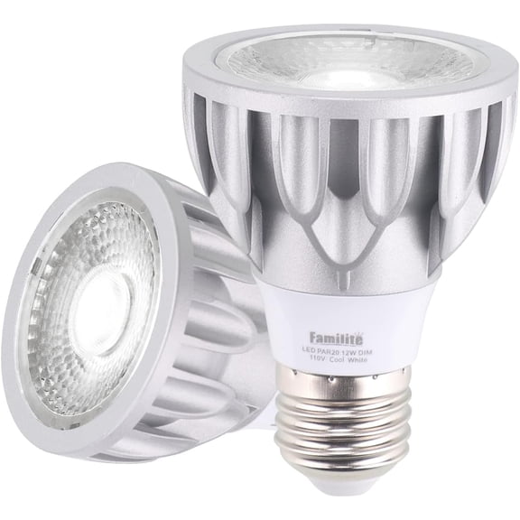 PAR20 LED Bulbs, 12W Dimmable Spot Light, 100W Halogen Equivalent, 36 Narrow Beam Angle, 6000K Cool White, E26 Medium Base for 4 Cans, Pack of 2