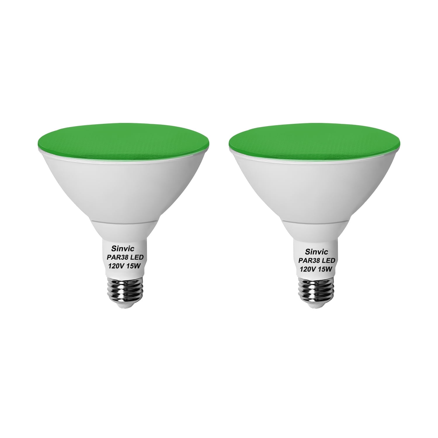 Sinvic 2 Pack Dimmable Green PAR38 LED Bulb 15W 150W Equiv 700LM 120V E26 Outdoor Flood Light