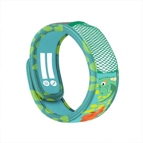 PARA'KITO Mosquito Insect & Bug Repellent Kids Wristband - Waterproof, Outdoor Pest Repeller Bracelet w/ Natural Essential Oils (Green Dinosaur)