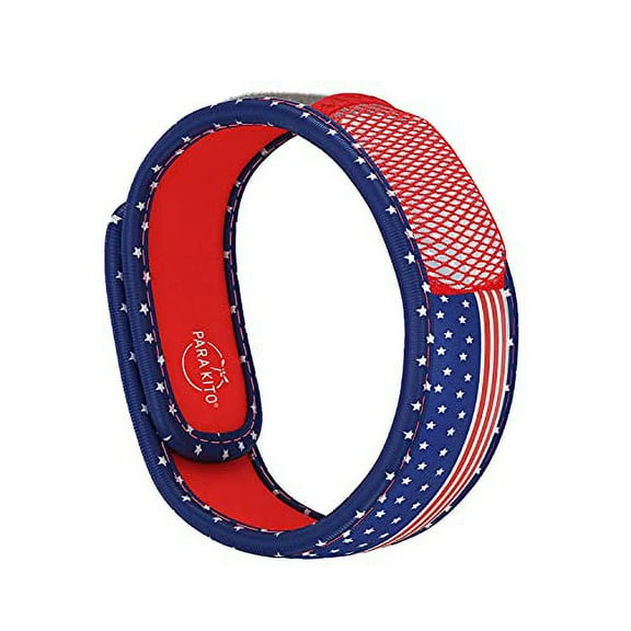 PARA'KITO Mosquito Insect & Bug Repellent Wristband - Waterproof, Outdoor Pest Repeller Bracelet w/ Natural Essential Oils (US Flag)