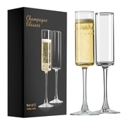 PARACITY Champagne Flutes, Elegant 6oz Glass Champagne Flutes, Gift for Birthday, Wedding, Christmas Glasses for Women, MenSet of 2