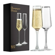 PARACITY Champagne Flutes, Glass Champagne Flutes Set of 2, Gift for Birthday, Wedding, Clear Sparkling Champagne Glasses for Women, Men（8.5oz ）