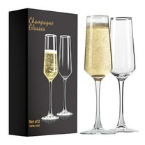 PARACITY Champagne Flutes, Glass Champagne Flutes Set of 2, Gift for Birthday, Wedding, Clear Sparkling Champagne Glasses for Women, Men（8.5oz ）