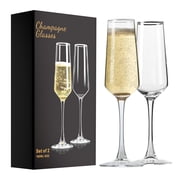 PARACITY Champagne Flutes, Glass Champagne Flutes Set of 2, Gift for Birthday, Wedding, Clear Sparkling Champagne Glasses for Women, Men 8.5oz
