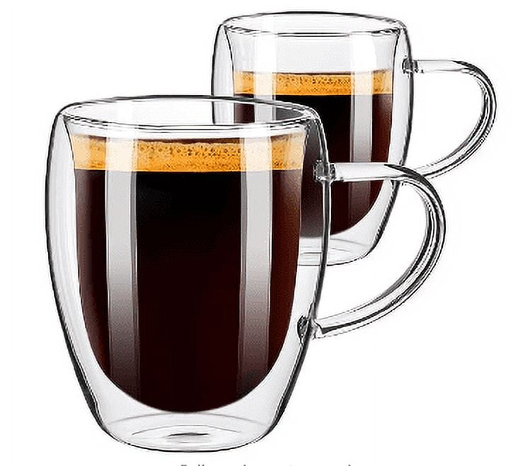 PARACITY Coffee Mugs Set of 2, Double Wall Coffee Mug 12 OZ, Glass