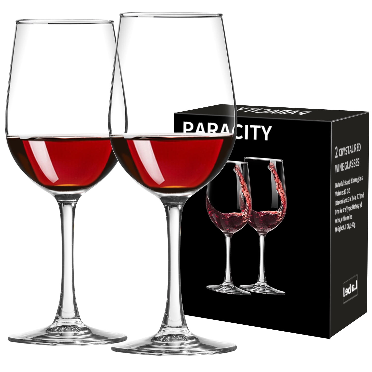 Twine Linger Crystal Wine Glasses Set of 2 - 20oz Stemmed Red Wine Glasses