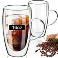 thumbnail image 1 of PARACITY Double Wall Glass Coffee Mug 16oz with Handle, Clear Borosilicate Glass, Perfect for Cappuccino/Latte/Espresso, Hot Drinks & Tea, 1 of 7