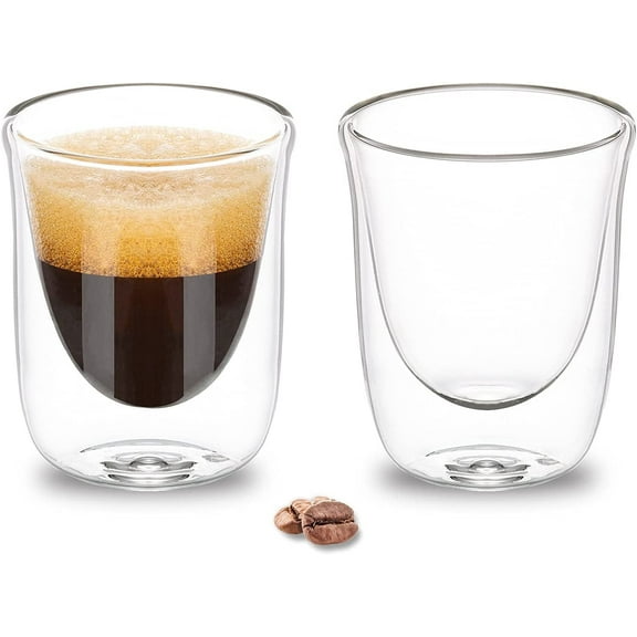 PARACITY Espresso Cups Set Of 2, 2oz Espresso Shot Glass, , Doubled Clear Insulated Borosilicate Glassware