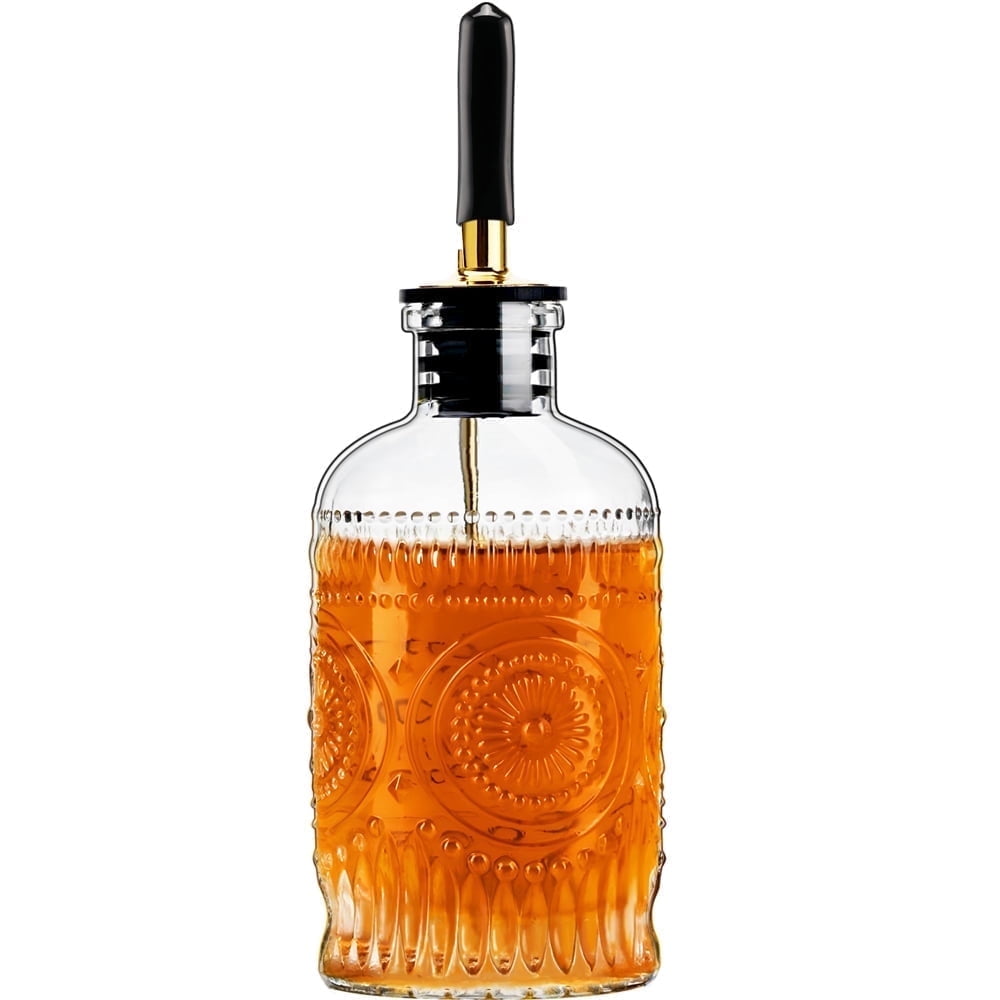 PARACITY Glass Syrup Dispenser 7oz, Metal Spout - Coffee & Restaurant Essentials (Honey, Maple Syrup, Oil, Sauces)