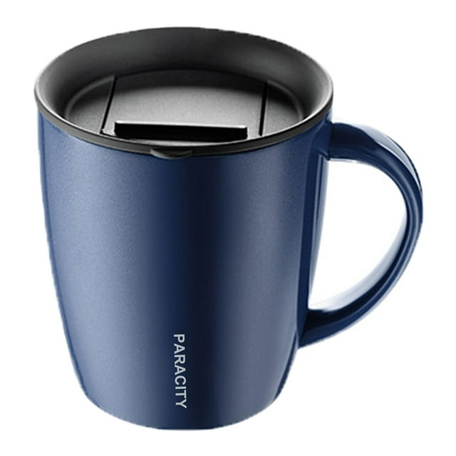 PARACITY Insulated Travel Coffee Mug, NonSpill Stainless Steel with Lid & Handle, Double Wall