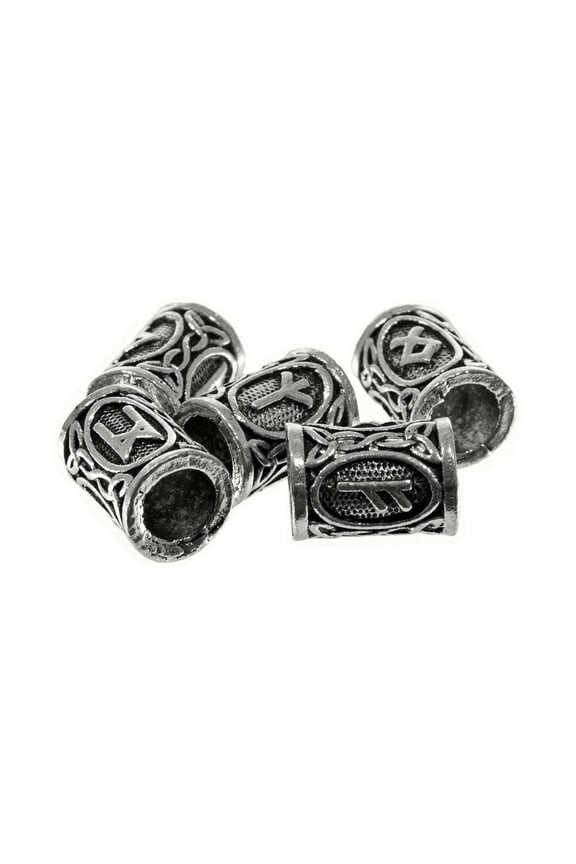 Viking Runes Beads - Straight Hollow Metal Bead with Ancient Symbols & Designs - Craft & Accessorize Bracelets, Necklaces, and More