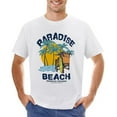 thumbnail image 1 of PARADISE BEACH Vintage T-shirt Mens Cotton Classic Crewneck Short Sleeve Tees Unisex White L, 1 of 2
