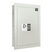 PARAGON SAFES Electronic Flat Wall Safe Box with Digital Keypad and 2 Manual Override Keys   Protect Money, Jewelry, Passports, and Documents   For Home or Business Light Gray