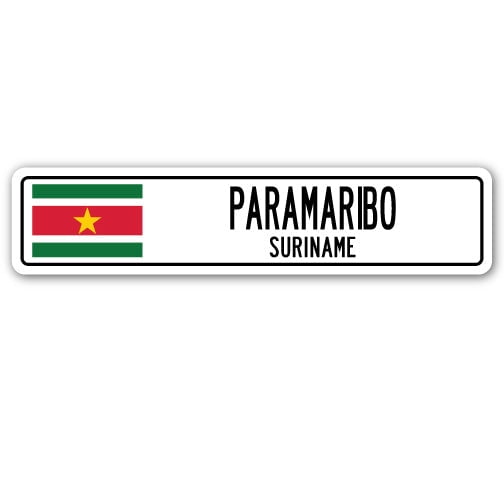 PARAMARIBO SURINAME Street Sign Surinamer flag city country road wall gift