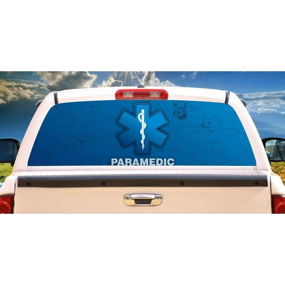 PARAMEDIC Rear Window Graphic truck view thru vinyl decal back