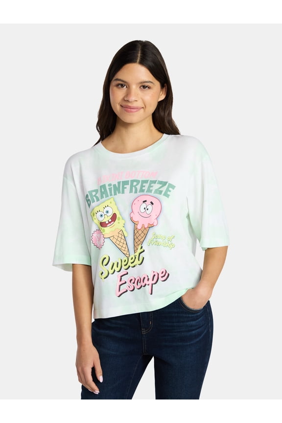 SpongeBob SquarePants Women's Ice Cream Skimmer Tee with Short Sleeves, XXS-XXL