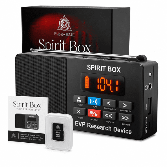 PARANORMIC Spirit Box Ghost Hunters Choice Equipment Kit with 32 GB Micro SD & Integrated Flashlight for Ultimate Paranormal Investigations and EVP Sessions