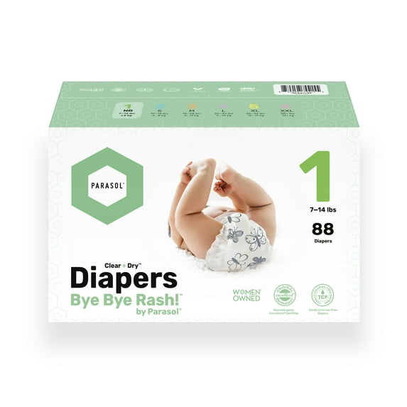 Parasol Disposable Diapers, Size 1, RashShield Protection ...