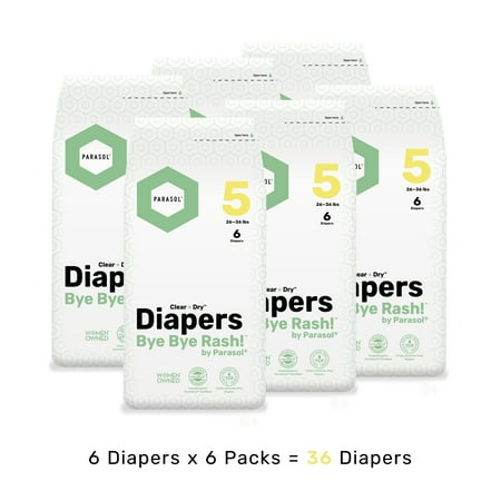 Parasol Clear+Dry Disposable Diapers, Size 5, (26-36 lbs) 36 Count