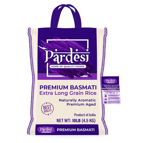 PARDESI Premium Extra Long Grain Basmati Rice 10LB - Aromatic Taste - Restaurant Quality