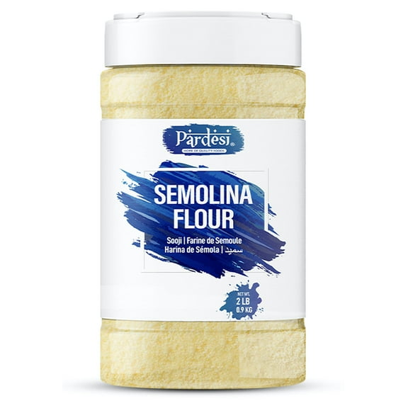PARDESI Semolina Flour 3.52 LB (1.6 KG) Sooji Flour - Durum Wheat Flour - Resealable Jar with Handle - Indian Origin - No Spill No Mess - Easy to store - Pantry Ready
