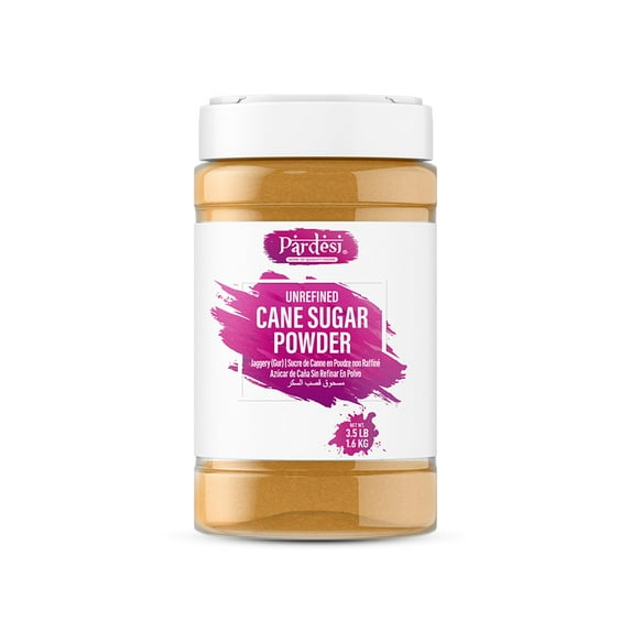 PARDESI Unrefined Cane Sugar Powder 3.08LB (1.4 KG) AKA Jaggery (Gur) I Shakkar Powder I Pure & Raw I Jar Packaging with Handle I No Spills No Mess - Pantry ready