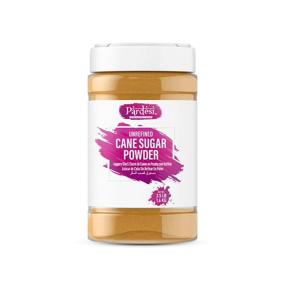 PARDESI Unrefined Cane Sugar Powder 3.08LB (1.4 KG) AKA Jaggery (Gur) I Shakkar Powder I Pure & Raw I Jar Packaging with Handle I No Spills No Mess - Pantry ready