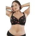 thumbnail image 1 of PARFAIT Women's Casey Plunge Molded T-Shirt Bra - Black w/ Rose Print - 34J, 1 of 7