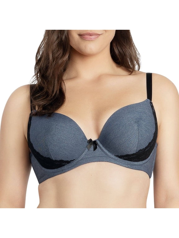 Casey Full Bust Padded Plunge T-Shirt Bra, Dark Blue Denim, 36J