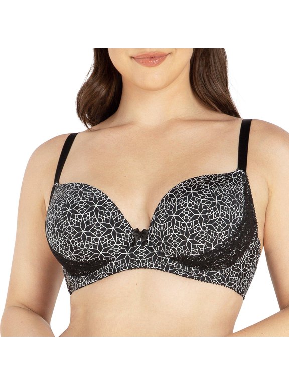 Casey Full Bust Padded Plunge T-Shirt Bra, Mosaic Black, 30DDD
