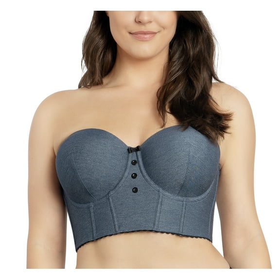 PARFAIT Women's Dolly Longline Strapless Bustier - Dark Blue Denim - S Plus