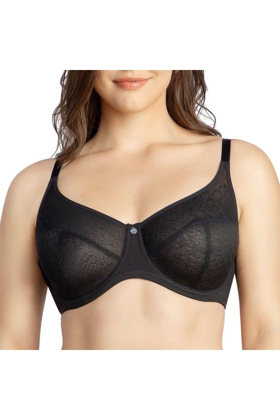 Enora Minimizer Full Bust Supportive Bra, Black, 34DD