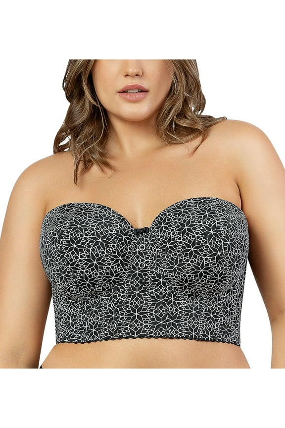 Women's Marissa Longline Strapless Bra Black Mosaic - 32D