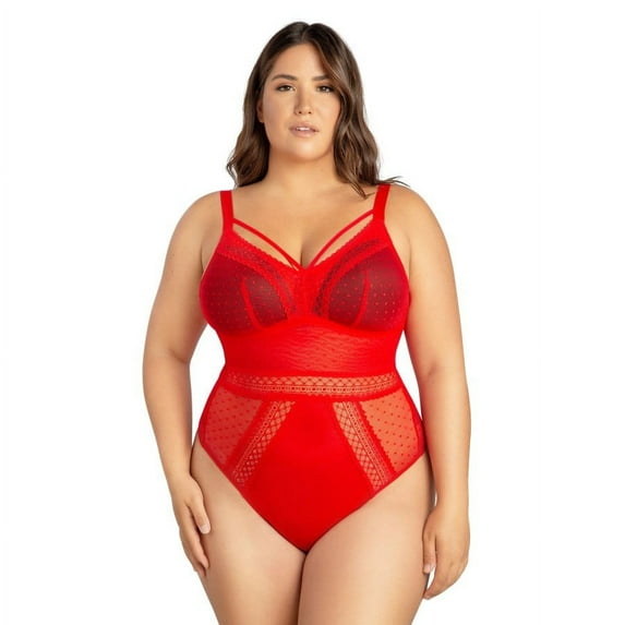 PARFAIT Women's Mia Dot Bodysuit - Racing Red - 2X Plus