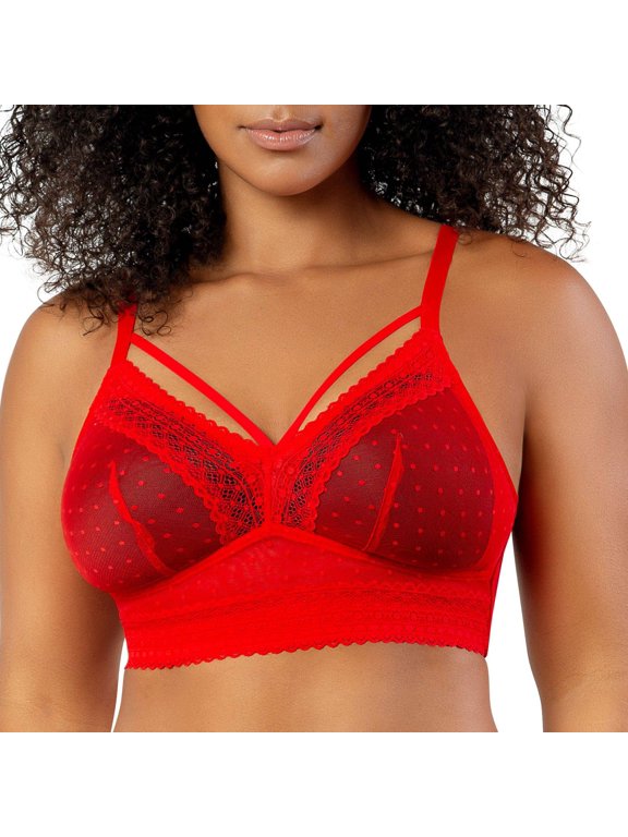 Mia Wire-Free Full Bust Padded Bralette, Racing Red, 34G