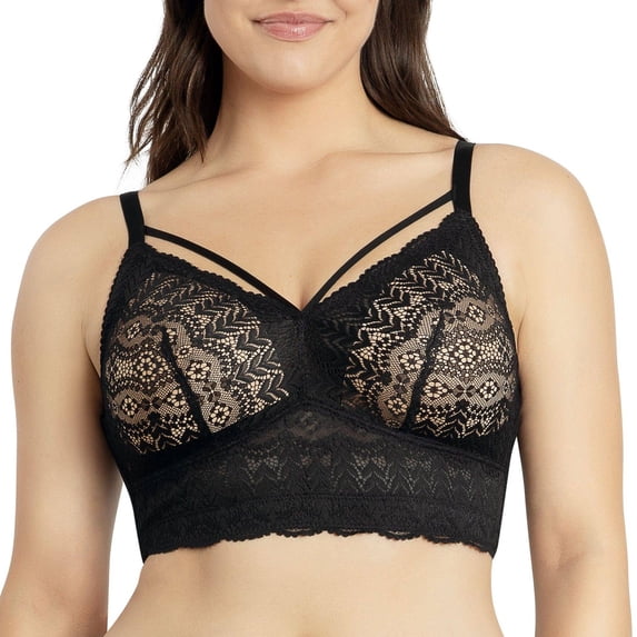 Parfait Mia Wire-Free Full Bust Lace Bralette, Black, 40C