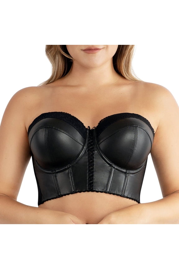 Stevie Longline Strapless Bustier, Black, L Plus