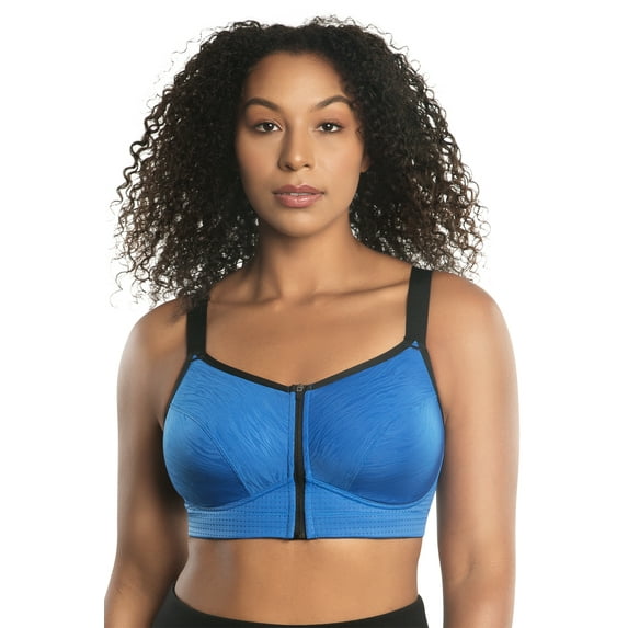 PARFAIT Women's Wave Wire-free Zip Front Sports Bra - Nautical Blue - 38DDD