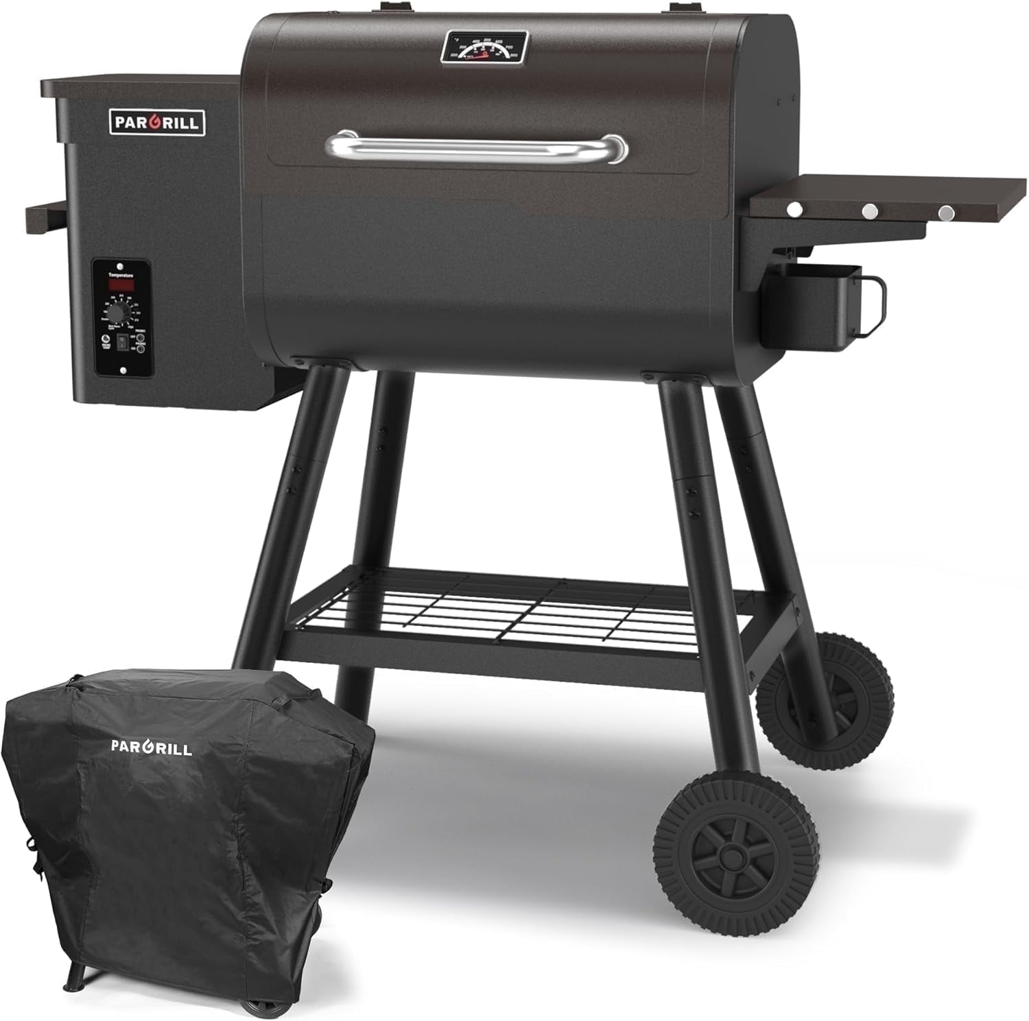 pargrill 467 sq.in wood pellet grill & smoker, bronze black bbq grill with cover