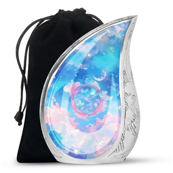 PARHUS Clock Memorial Urn, Teardrop Urns, Urns for Ashes Adult Male, Cremation Urn, Memorial Urns for Human Ashes, Decorative Urn for Ashes for Women, Large Urn for Human Ashes 10 Inches