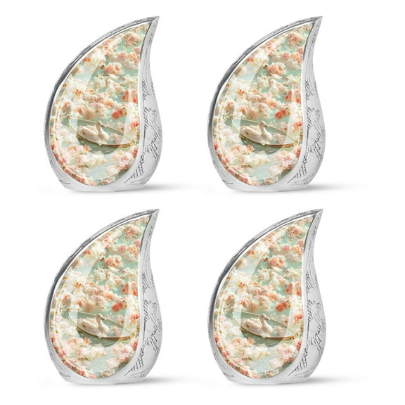PARHUS Ducks Floral Voyage - Burial Urns - Small Urns for Ashes - 3 Inch - Pack of 4 - Cremation Urn Human Ashes - Burial Urns - Urn for Ashes Adult Male & Female - Keepsake Urns