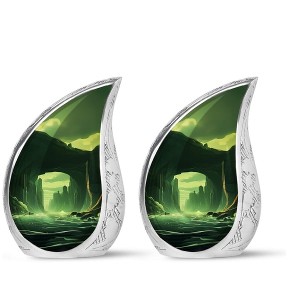 PARHUS Emerald Glow of Underground World - Small Cremation Urns for Human Ashes - Mini Keepsake Urn for Human Ashes - Decorative Urn - Urns for Human Ashes Adult Male - Metal Urns, 3 Inch, 2Pcs