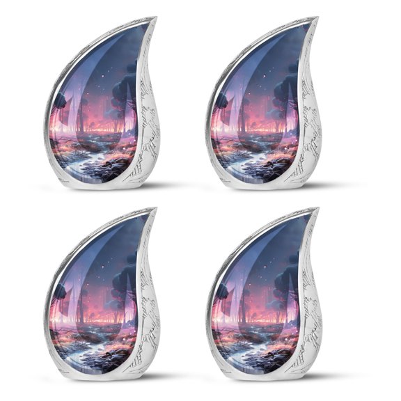 PARHUS Fantasy Forest in Twilight - Urn Keepsakes for Ashes - Decorative Urns - 3 Inch - Pack of 4 - Tiny Urns for Human Ashes - Cremation Urns - Urns for Ashes Adult Male & Female - Handmade