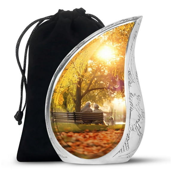 PARHUS Old Couple Sitting Memorial Urn, Teardrop Urn for Ashes Adult Male, Cremation Urns, Unique Decorative Urns, Funeral Urns for Human Ashes Adult, Large Urns for Human Ashes Adult 10 Inches